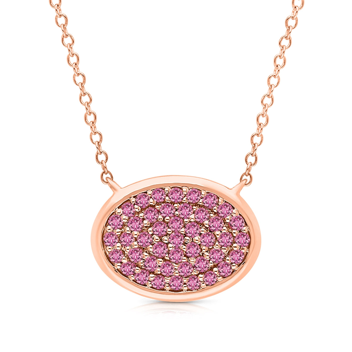 Kallati Pink Sapphire Oval Cluster Necklace in 14K Pink Gold