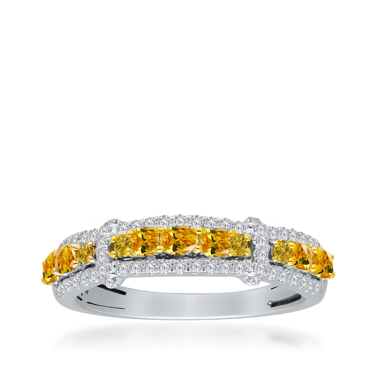 Kallati 1 ct. tw. Yellow & White Diamond Band in 14K White Gold