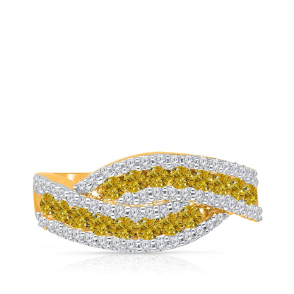 Kallati 1-1/7 ct. tw. Yellow & White Diamond Bypass Ring in 14K Yellow Gold front view