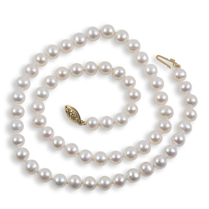6.5-7mm 18-inch Cultured Freshwater White Pearl Strand Necklace in 14K Yellow Gold front view
