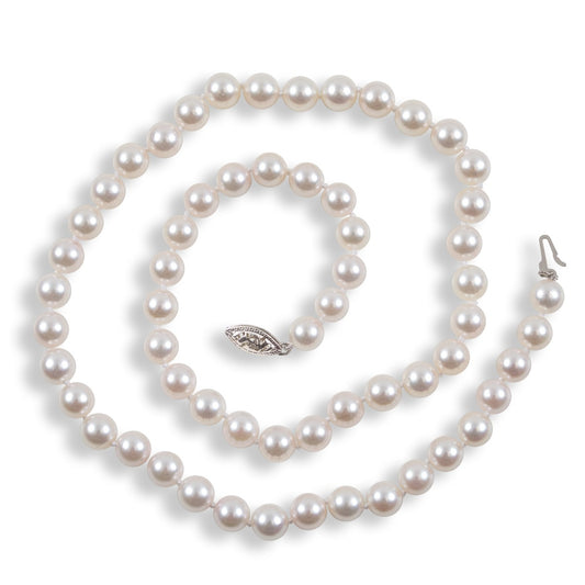 6.5-7mm 18-inch Cultured Akoya Pearl Strand Necklace in 14K White Gold front view