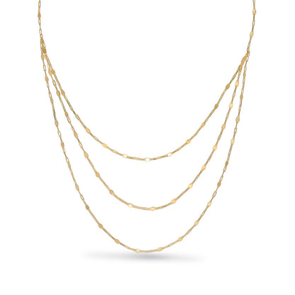 3-Strand Layered Paperclip Chain Necklace in 10K Yellow Gold