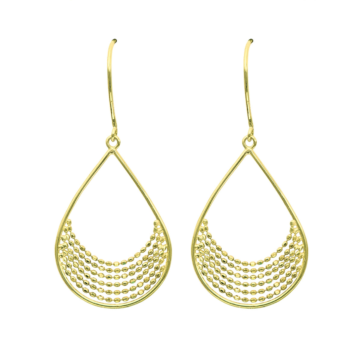 Shiny Teardrop Dangle Earrings in 10K Yellow Gold