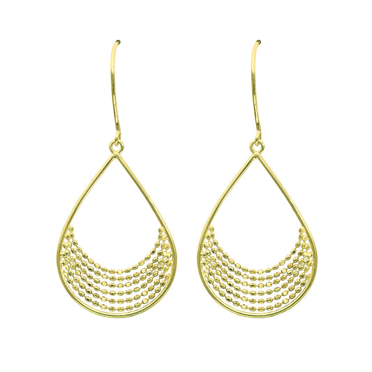 Shiny Teardrop Dangle Earrings in 10K Yellow Gold