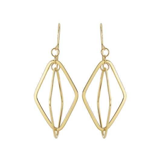 Geometric Dangle Earrings in 10K Yellow Gold