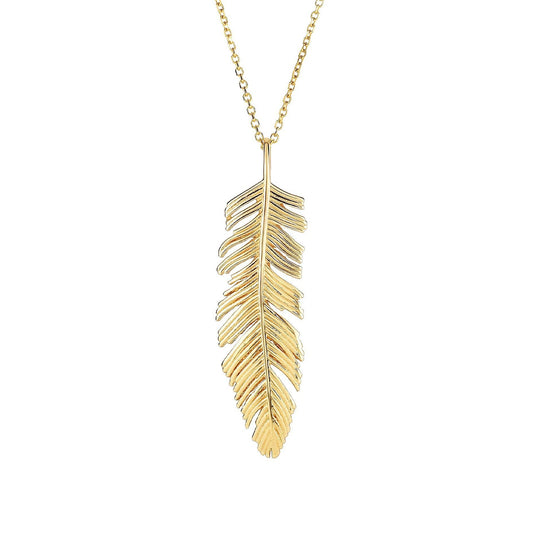 Feather Pendant in 10K Yellow Gold