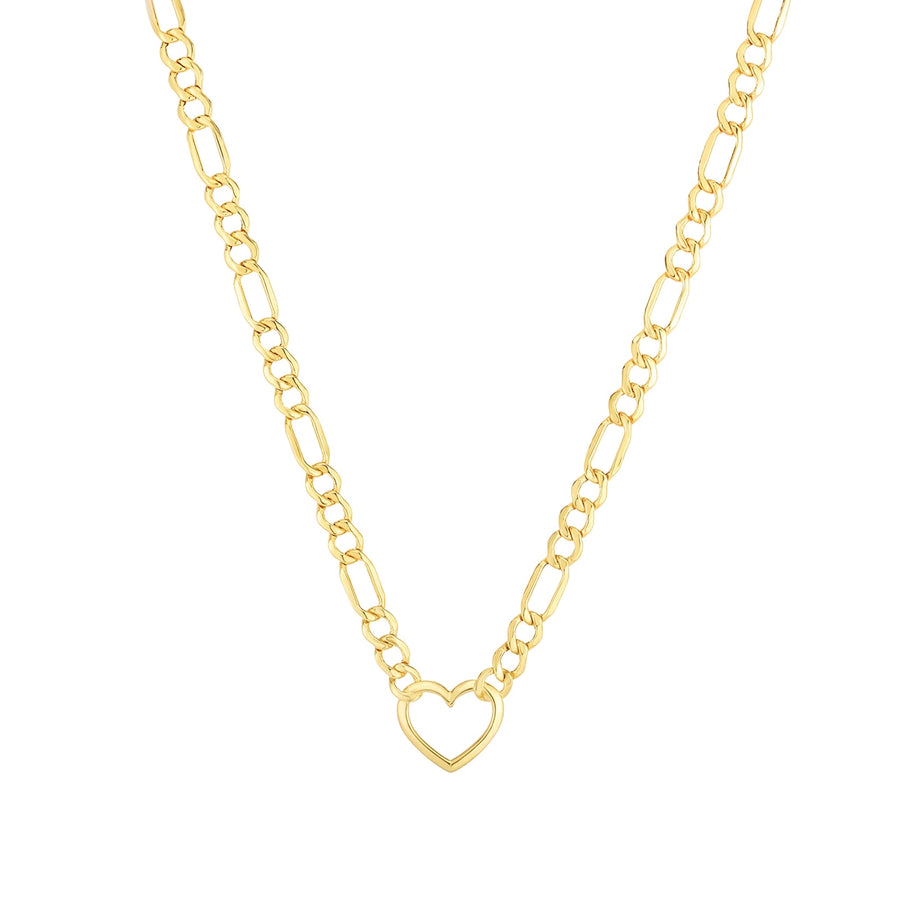 3.6mm 18-inch Figaro Chain with Heart in 10K Yellow Gold