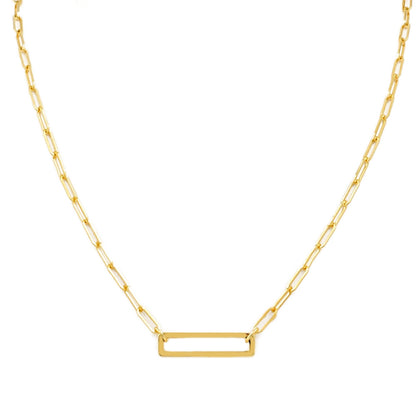 Rectangle Paperclip Chain Necklace in 10K Yellow Gold