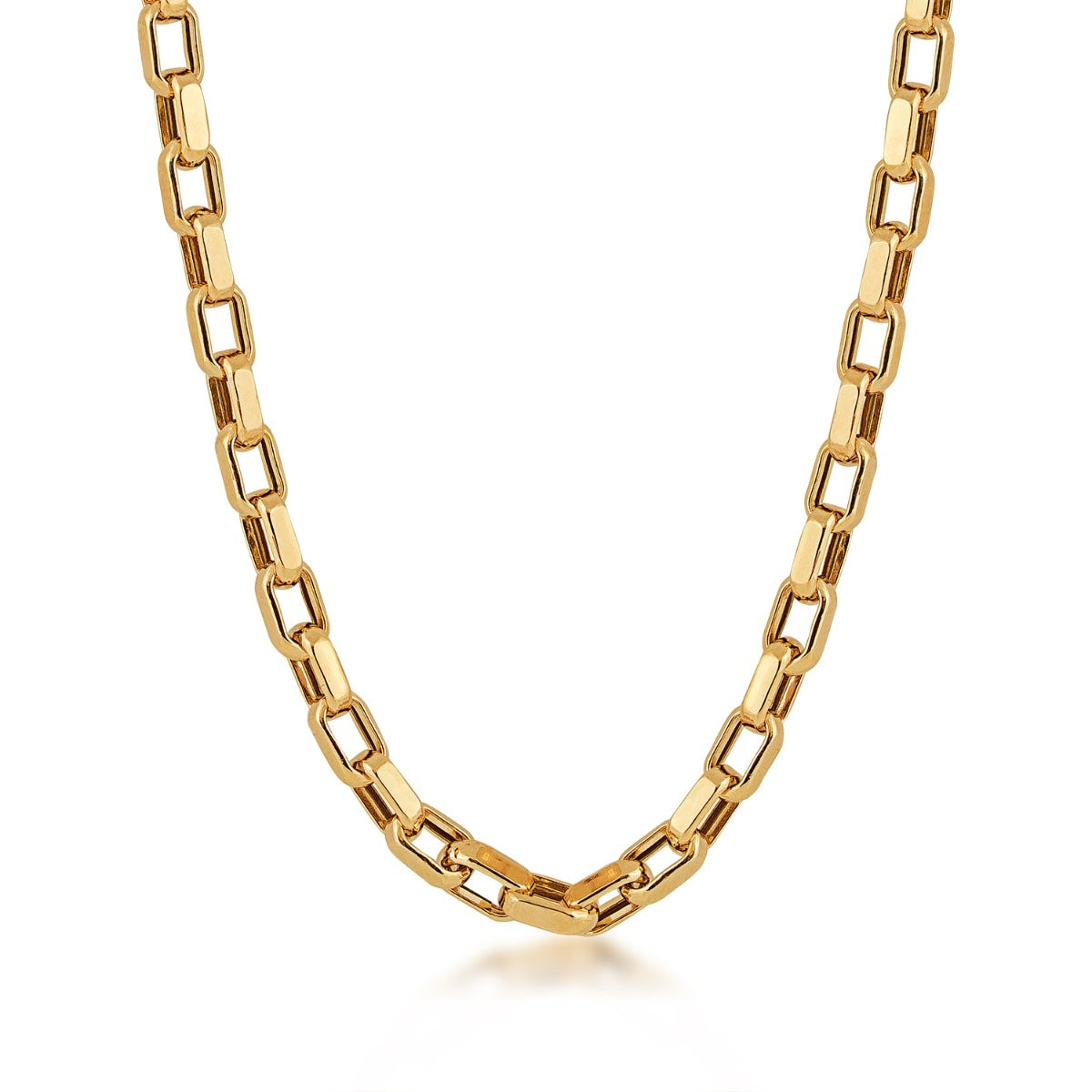 5mm 22-inch Semi-Solid Rectangle Link Chain in 10K Yellow Gold