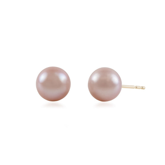 7-7.5mm Pink Cultured Freshwater Pearl Stud Earrings in 14K Yellow Gold