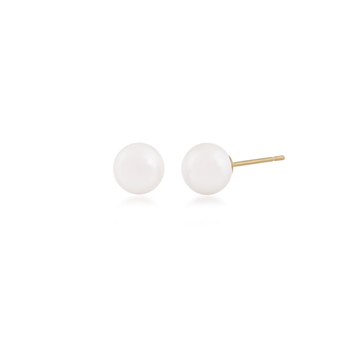 5-6mm Cultured Akoya Pearl Stud Earrings in 14K Yellow Gold