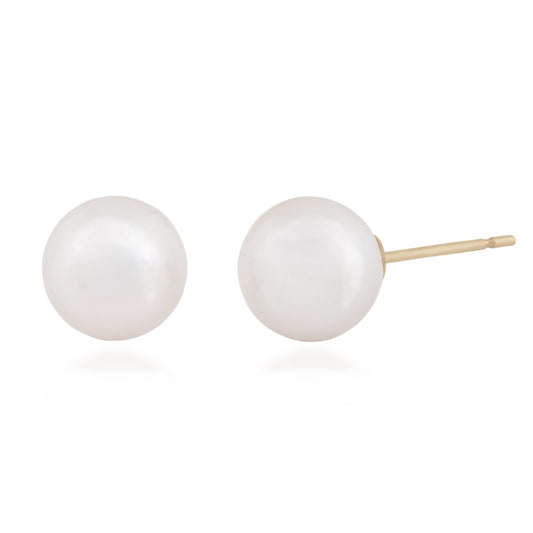 8-8.5mm Cultured Akoya Pearl Stud Earrings in 14K Yellow Gold