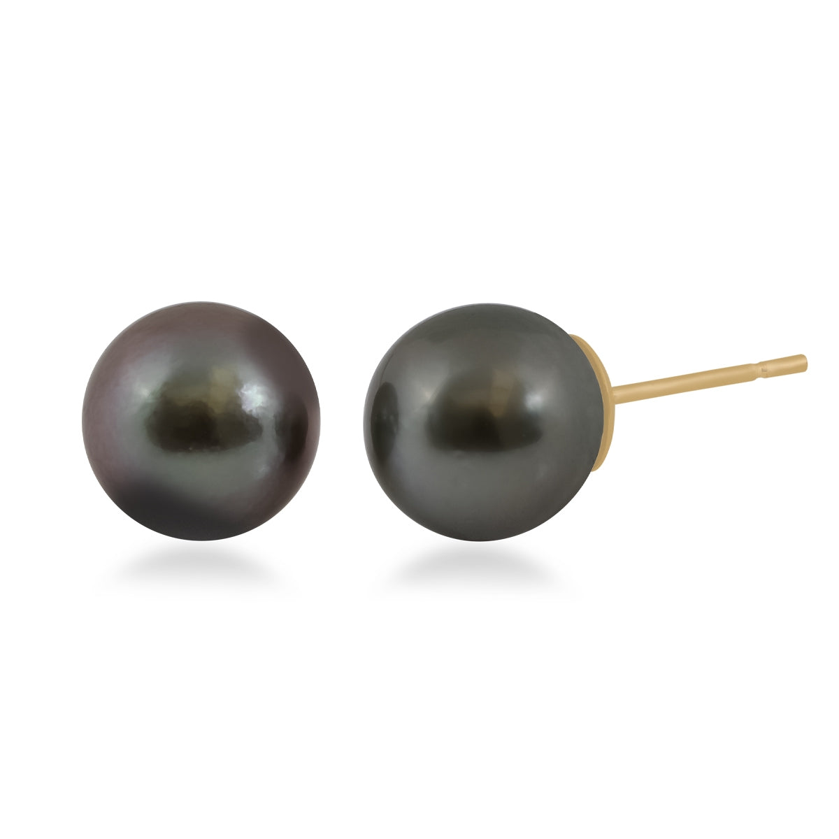 8-9mm Cultured Tahitian Pearl Stud Earrings in 14K Yellow Gold