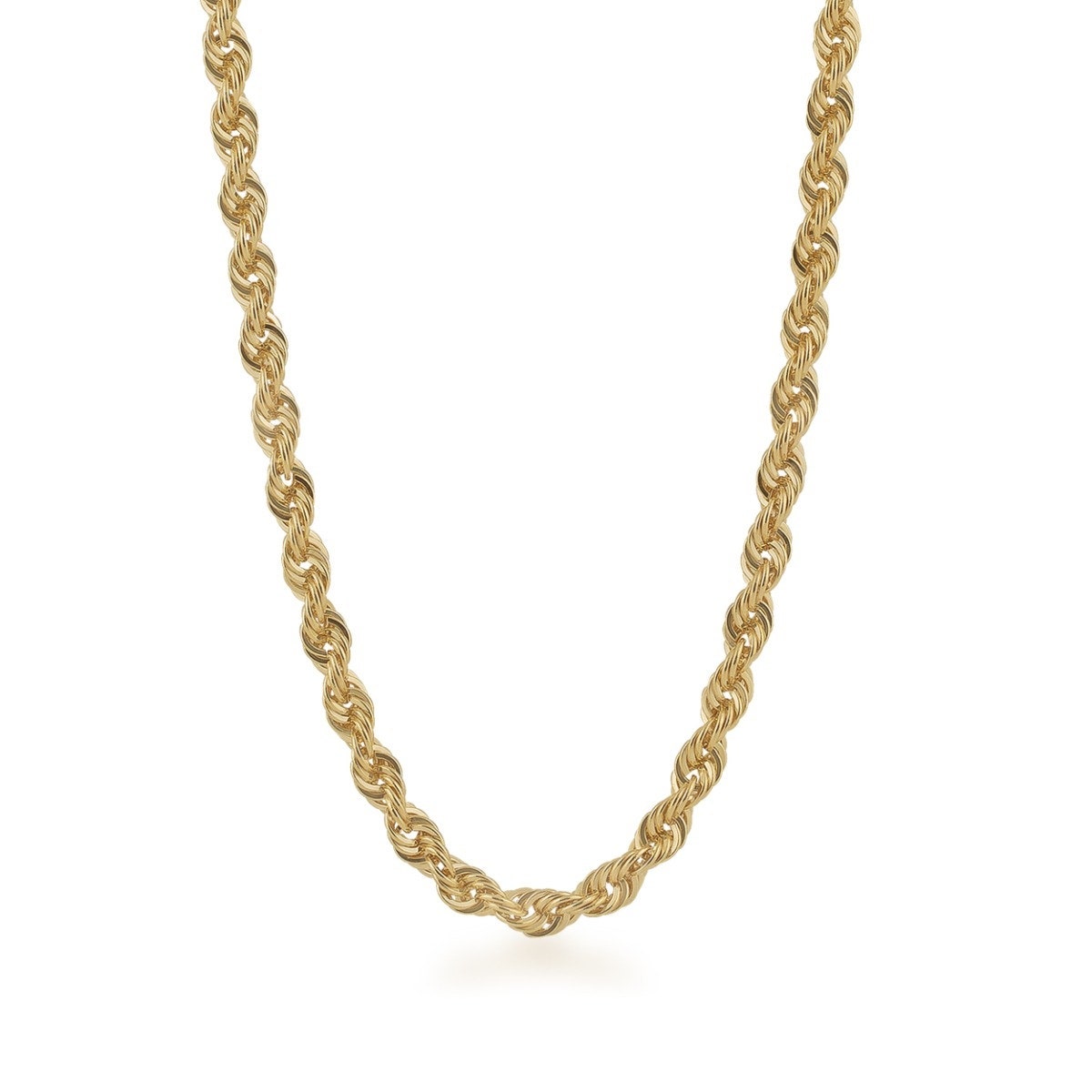 24-inch 6.9mm Solid Diamond Cut Rope Chain in 10K Yellow Gold