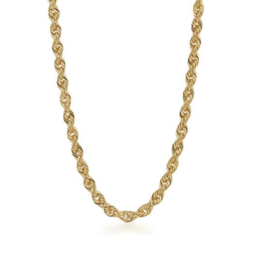 24-inch 6.9mm Solid Diamond Cut Rope Chain in 10K Yellow Gold