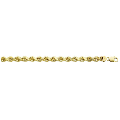 24-inch 6.9mm Solid Diamond Cut Rope Chain in 10K Yellow Gold front view