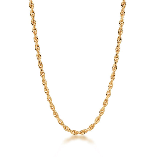 3.1mm 20-inch Solid Diamond Cut Rope Chain in 14K Yellow Gold