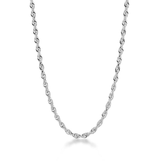 3.1mm 24-inch Diamond Cut Rope Chain in 14K White Gold