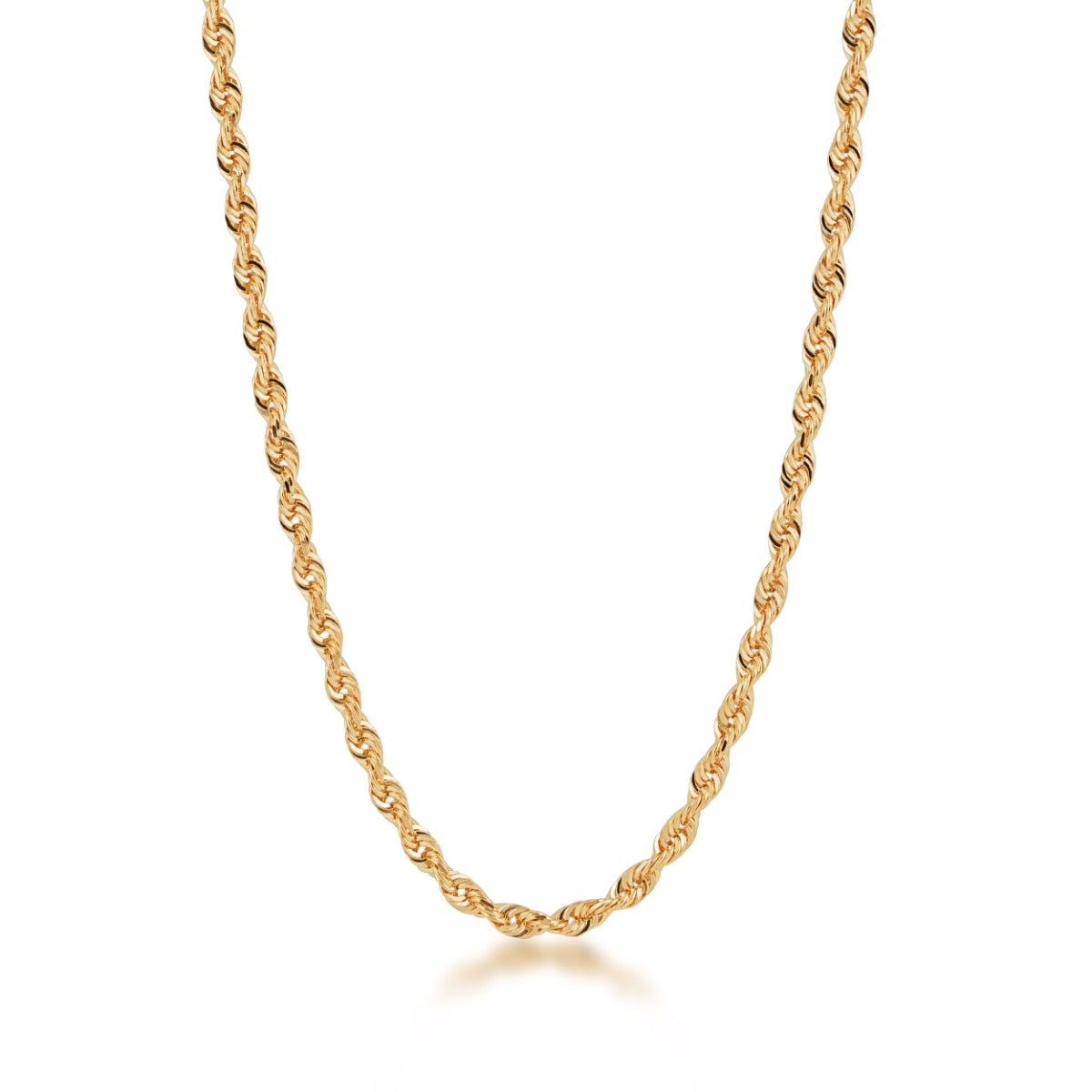 3.1mm 24-inch Solid Diamond Cut Rope Chain in 14K Yellow Gold