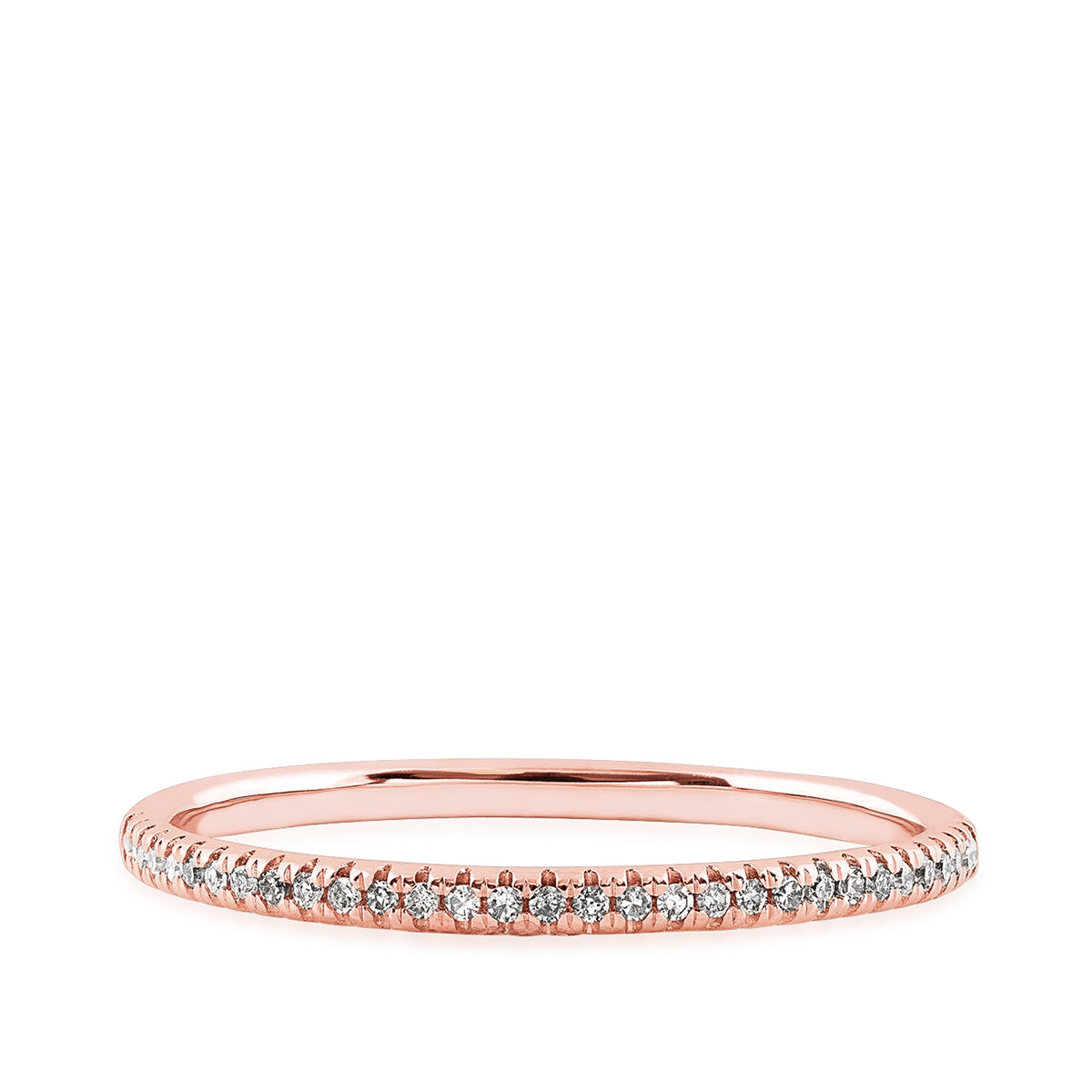 Perfect Match Diamond Stackable Anniversary Ring in 10K Pink Gold close-up detail