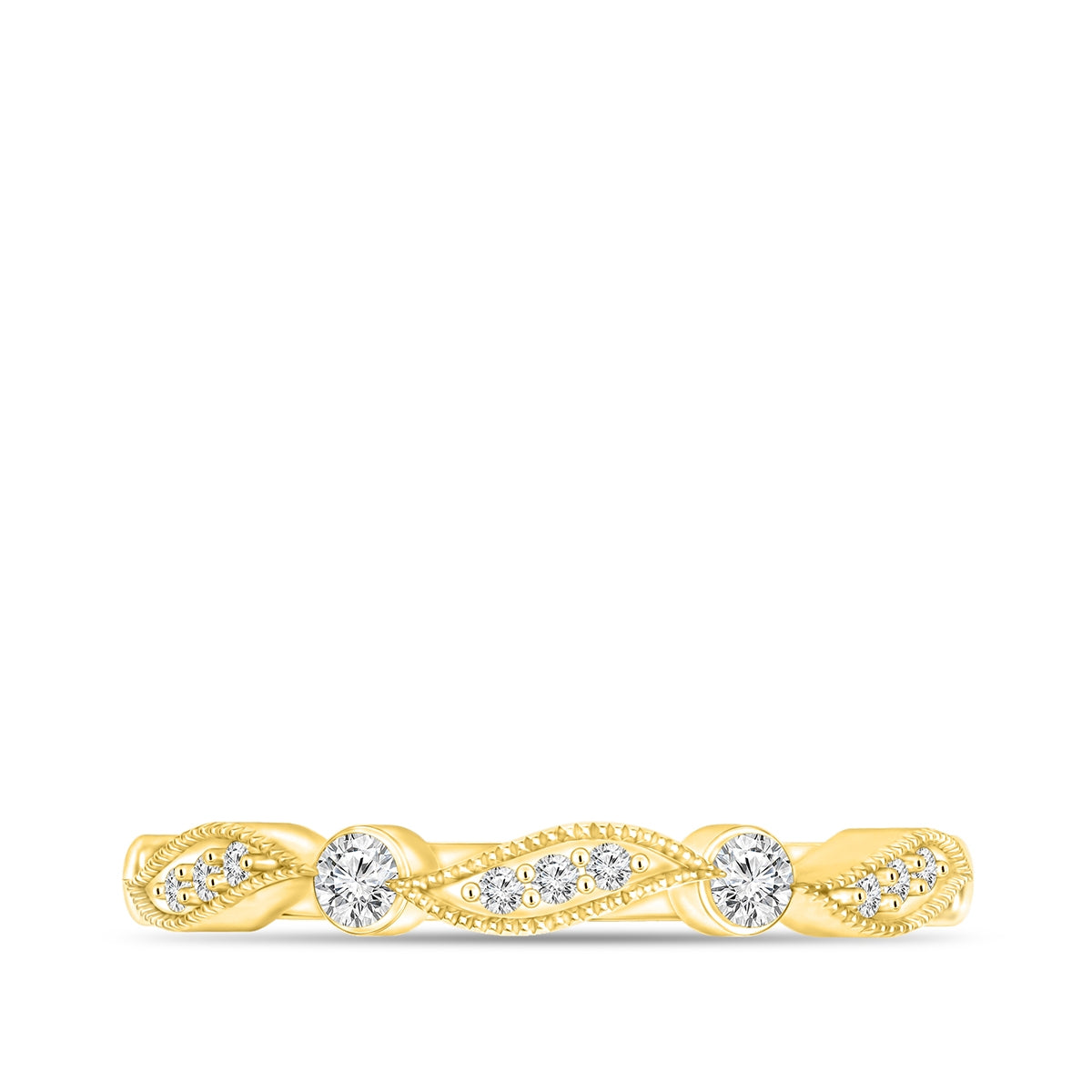 Perfect Match 1/6 ct. tw. Diamond Milgrain Stackable Anniversary Ring in 10K Yellow Gold front view