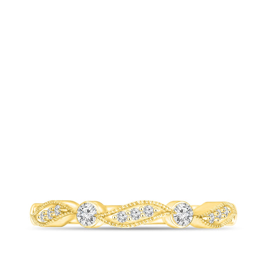 Perfect Match 1/6 ct. tw. Diamond Milgrain Stackable Anniversary Ring in 10K Yellow Gold front view