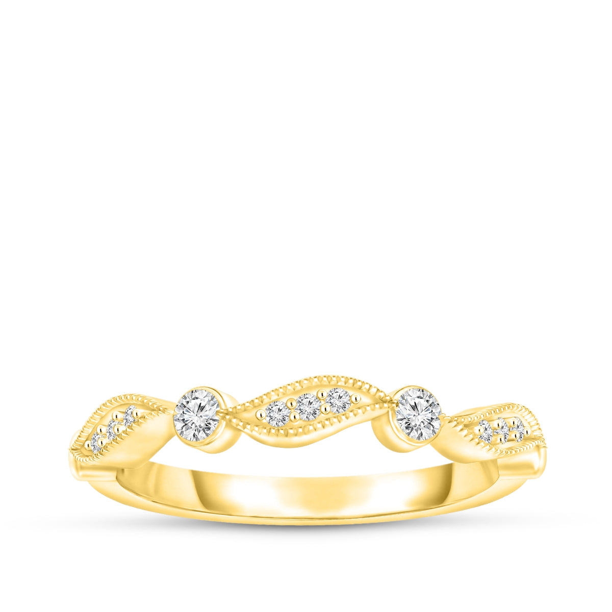 Perfect Match 1/6 ct. tw. Diamond Milgrain Stackable Anniversary Ring in 10K Yellow Gold
