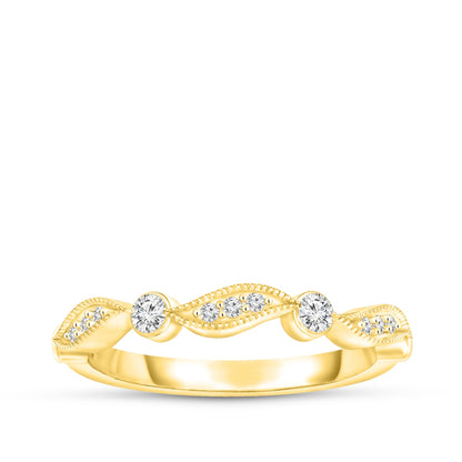 Perfect Match 1/6 ct. tw. Diamond Milgrain Stackable Anniversary Ring in 10K Yellow Gold