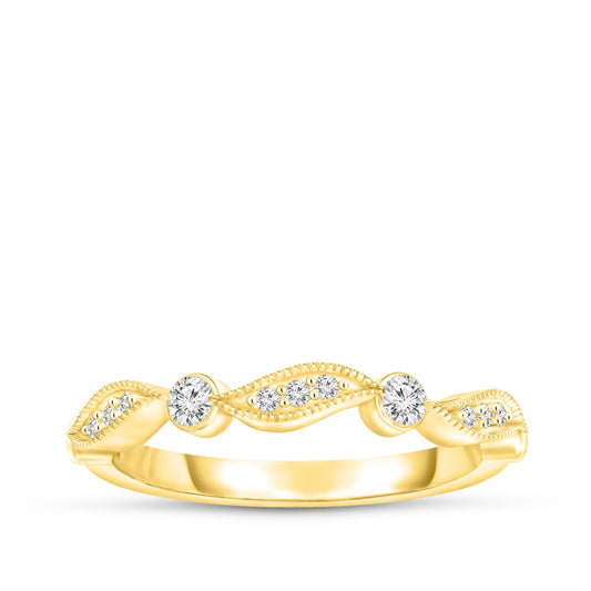 Perfect Match 1/6 ct. tw. Diamond Milgrain Stackable Anniversary Ring in 10K Yellow Gold