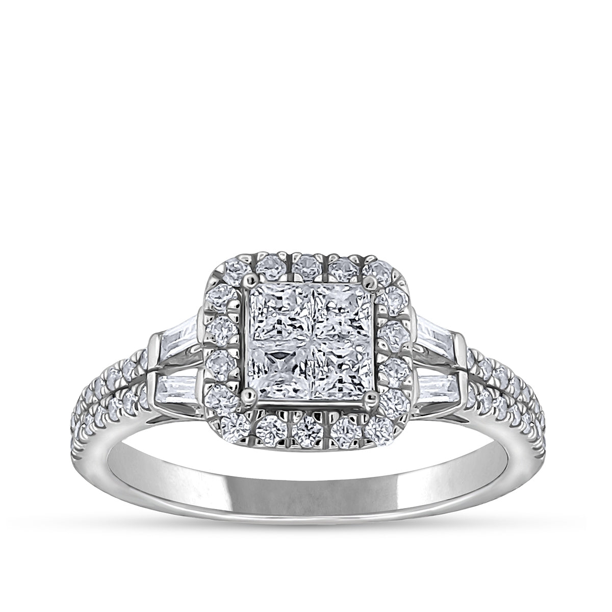 Fairytale Diamonds 1 ct. tw. Diamond Quad Cluster Halo Engagement Ring in 10K White Gold