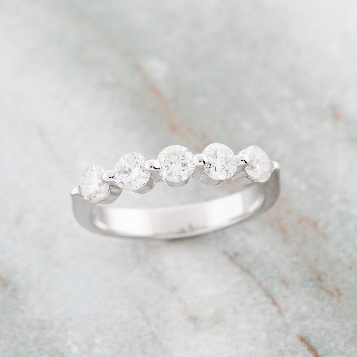 1 ct. tw. Round 5-Stone Diamond Anniversary Ring in 10K White Gold side profile