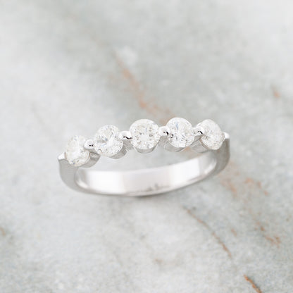 1 ct. tw. Round 5-Stone Diamond Anniversary Ring in 10K White Gold side profile