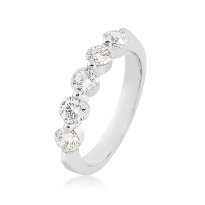 1 ct. tw. Round 5-Stone Diamond Anniversary Ring in 10K White Gold front view