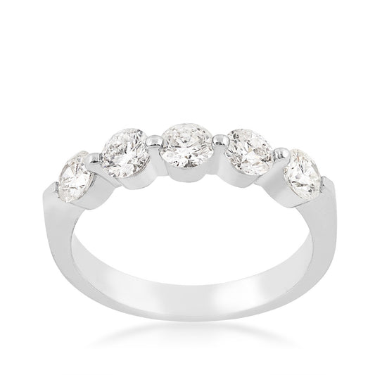 1 ct. tw. Round 5-Stone Diamond Anniversary Ring in 10K White Gold