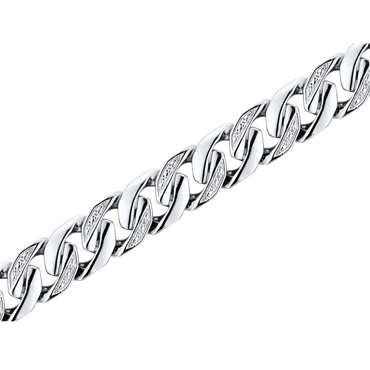 1/6 ct. tw. Diamond Miami Cuban Chain Bracelet in Sterling Silver front view