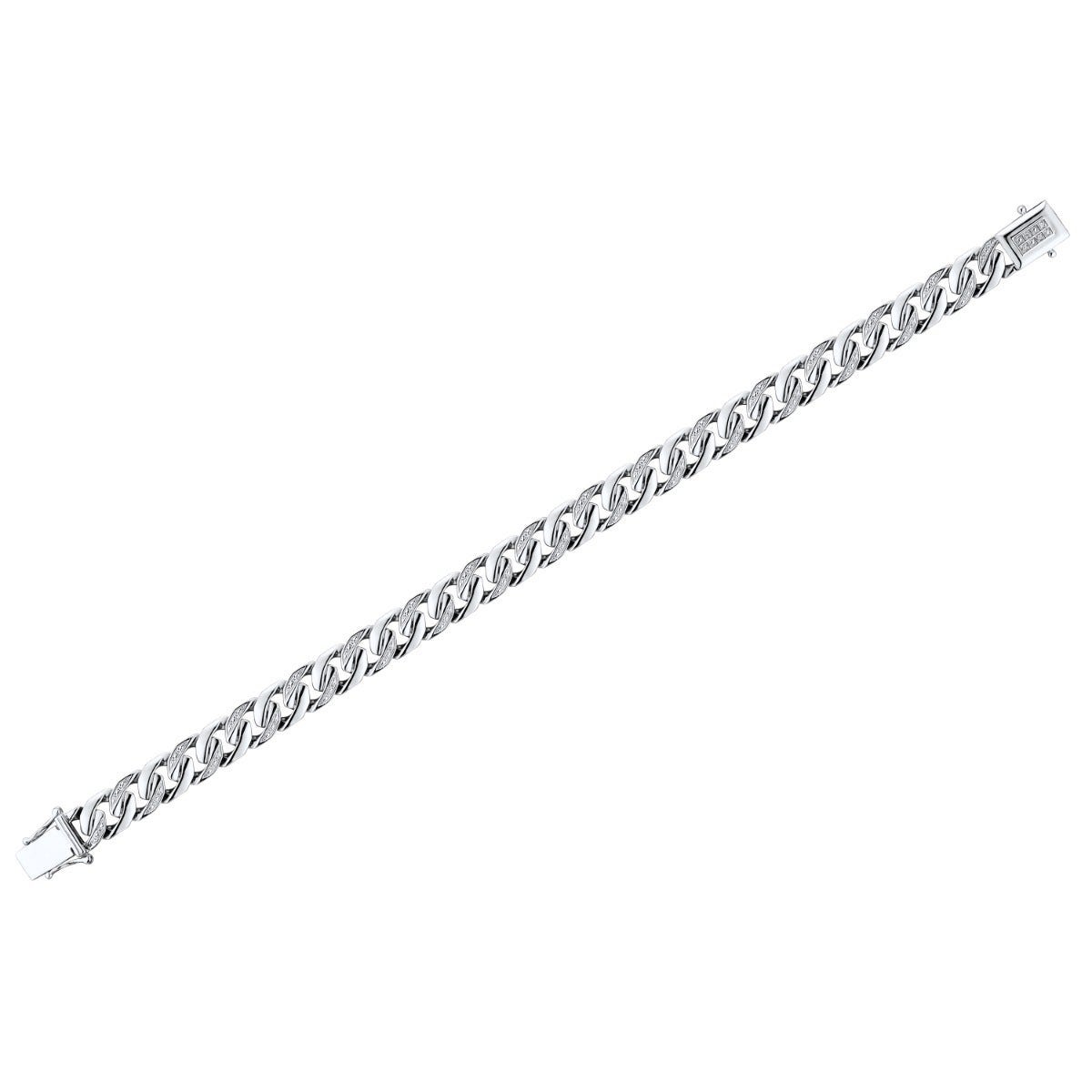 1/6 ct. tw. Diamond Miami Cuban Chain Bracelet in Sterling Silver close-up detail