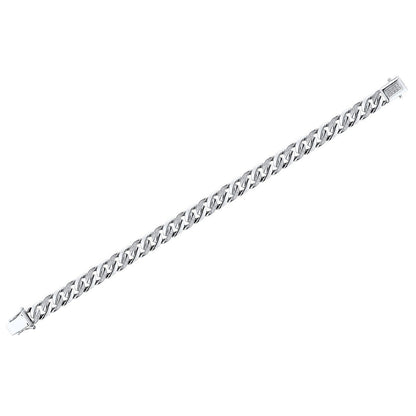 1/6 ct. tw. Diamond Miami Cuban Chain Bracelet in Sterling Silver close-up detail