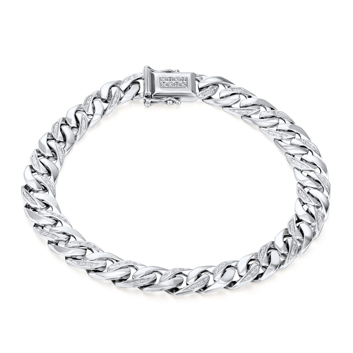 1/6 ct. tw. Diamond Miami Cuban Chain Bracelet in Sterling Silver