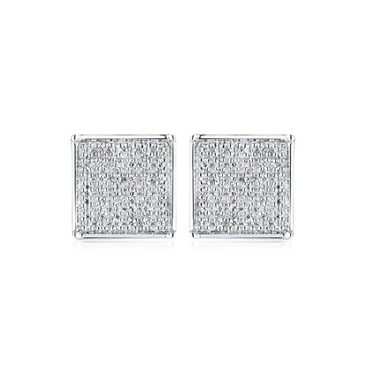 1/5 ct. tw. Men's Diamond Square Cluster Earrings in 10K White Gold front view