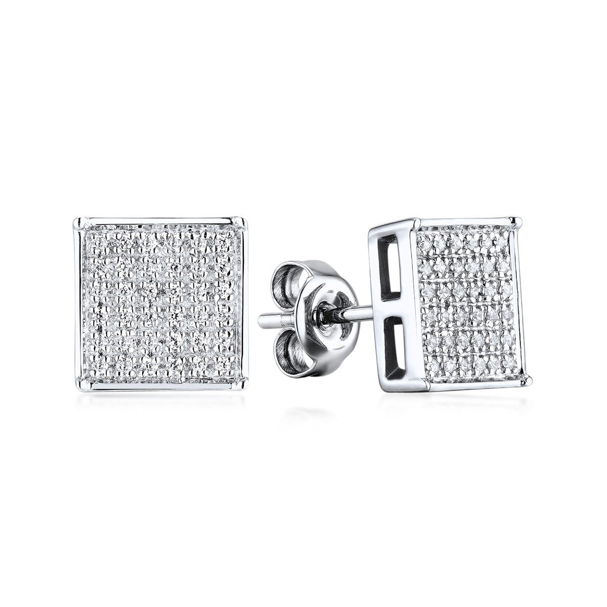 1/5 ct. tw. Men's Diamond Square Cluster Earrings in 10K White Gold
