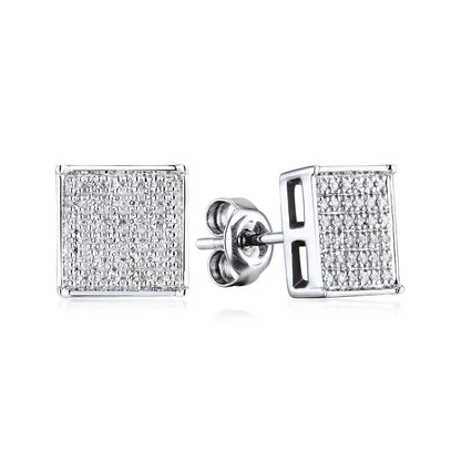 1/5 ct. tw. Men's Diamond Square Cluster Earrings in 10K White Gold