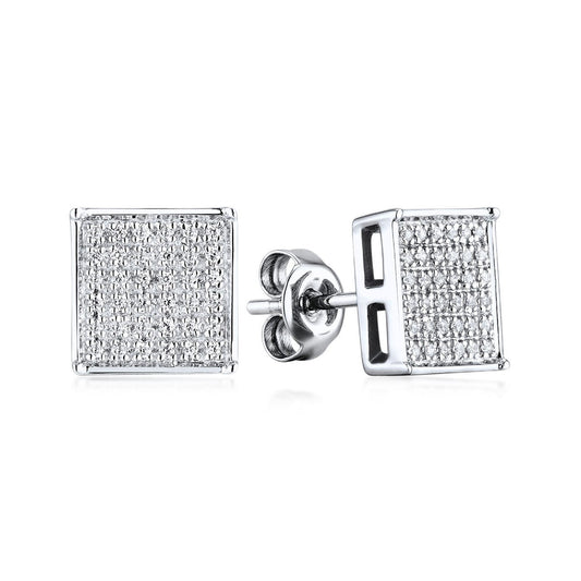1/5 ct. tw. Men's Diamond Square Cluster Earrings in 10K White Gold