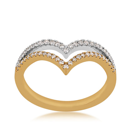 1/4 ct. tw. Diamond Double Chevron Anniversary Ring in 14K Yellow & White Gold