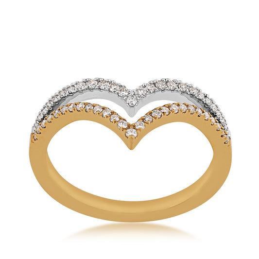 1/4 ct. tw. Diamond Double Chevron Anniversary Ring in 14K Yellow & White Gold