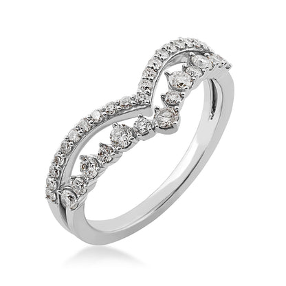 1/2 ct. tw. Diamond Double Chevron Anniversary Ring in 14K White Gold front view