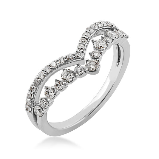 1/2 ct. tw. Diamond Double Chevron Anniversary Ring in 14K White Gold front view