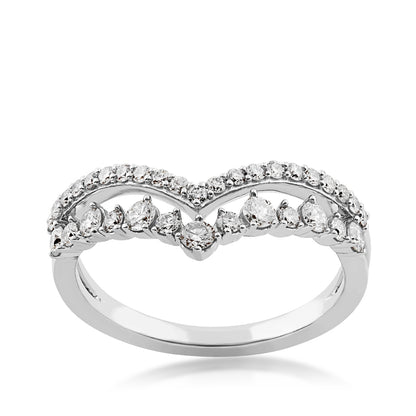 1/2 ct. tw. Diamond Double Chevron Anniversary Ring in 14K White Gold