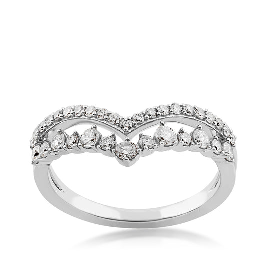 1/2 ct. tw. Diamond Double Chevron Anniversary Ring in 14K White Gold