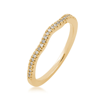 Perfect Match 1/10 ct. tw. Round Diamond Curved Stackable Anniversary Ring in 10K Yellow Gold front view