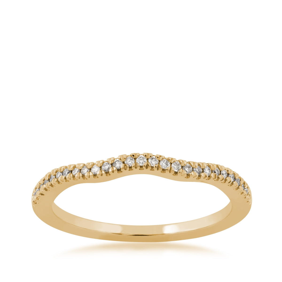 Perfect Match 1/10 ct. tw. Round Diamond Curved Stackable Anniversary Ring in 10K Yellow Gold